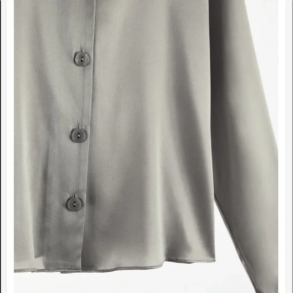 NWT Zara 100% Silk Gray Shirt - Picture 9 of 13